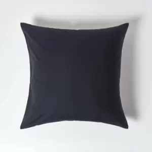 Image of Black Continental Egyptian Cotton Pillowcase 200 Thread Count, 60 x 60cm - Black - Black - Homescapes