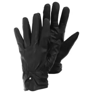 Image of Ladies/Womens Plain Genuine Leather Gloves (S/M) (Black)
