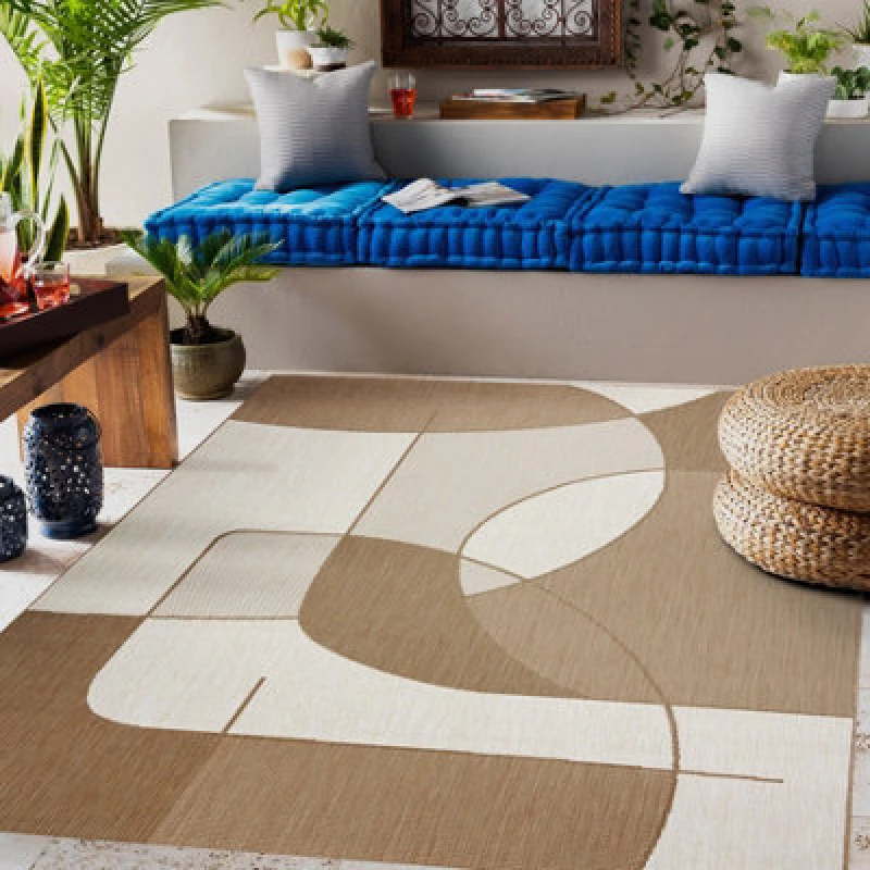 Image of RugsX Flat 48982265 Sisal Carpet Geometric - Natural Beige Straw Color, String 80X150 Cm