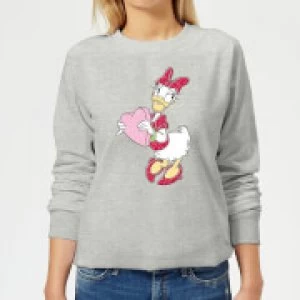 Image of Disney Daisy Duck Love Heart Womens Sweatshirt - Grey - M