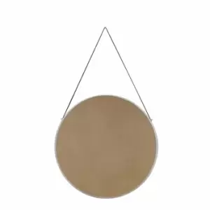 Image of Nielsen Arno Round Metal Mirror With Leather Hanging Strap, Silver, 50cm