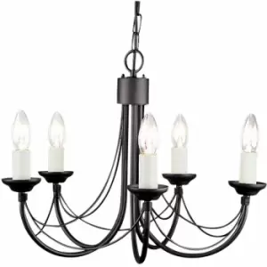 Image of 5 Bulb Chandelier Light Gothic Style Ivory Colour Candle Tube Black LED E14 60W