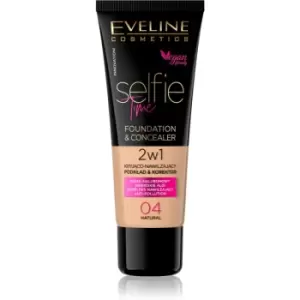 Image of Eveline Cosmetics Selfie Time Foundation and Concealer 2 in 1 Shade 04 Natural 30ml
