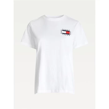 Image of Tommy Jeans Box Flag T Shirt - White YBR
