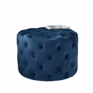 Image of Native Home & Lifestyle Mystique Blue Tufted Velvet Pouffe