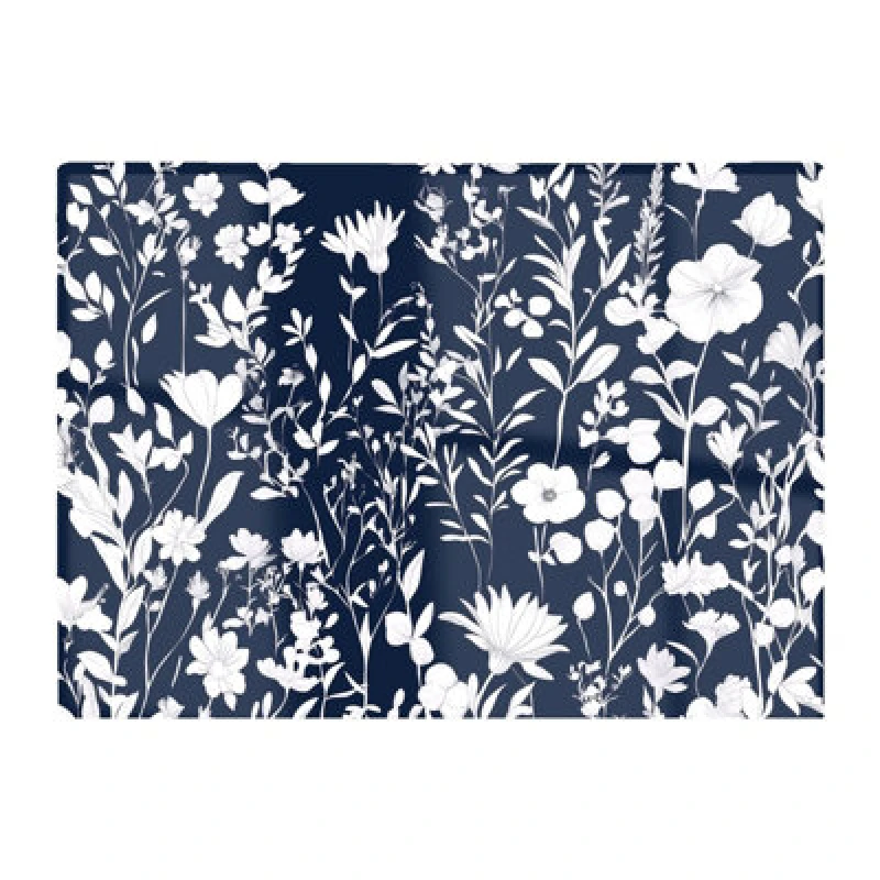 Image of Warren Reed Designer Blue And White Floral Silhouette Chopping Board