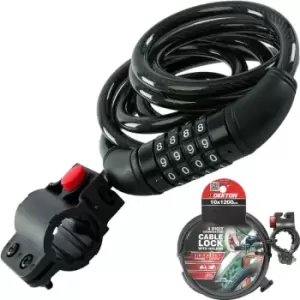 Image of Dekton - 4 Digit Combination Security Spiral Steel Cable Lock 10mm x 1200mm