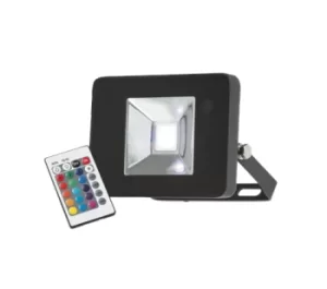 Image of KnightsBridge 230V IP65 10W RGB LED Black Die-Cast Aluminium Floodlight
