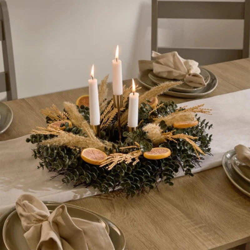 Image of OHS OHS Dried Orange Artificial Wreath Flower Foliage Wedding Home Decor in Green Green One Size Unisex 5027434217250