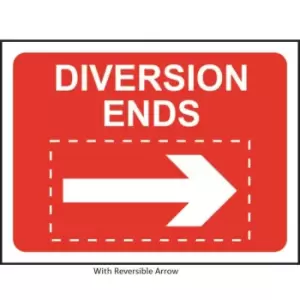 Image of Diversion Ends with Reversible Arrow - Classic Roll Up Traffic Sign (1050 X 750MM)