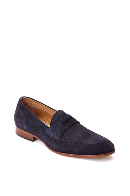 Image of Base London Base London Men Bruno Penny Loafer in Navy Size: 10 Navy 10 Male 5038538357926