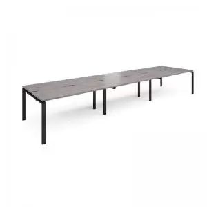 Image of Adapt triple back to back desks 4800mm x 1200mm - Black frame and grey