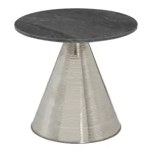 Image of Table with Grey Marble Top and Silver Finish Base