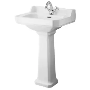 Image of Hudson Reed Richmond 560mm Basin & Pedestal (1 Tap Hole) - White