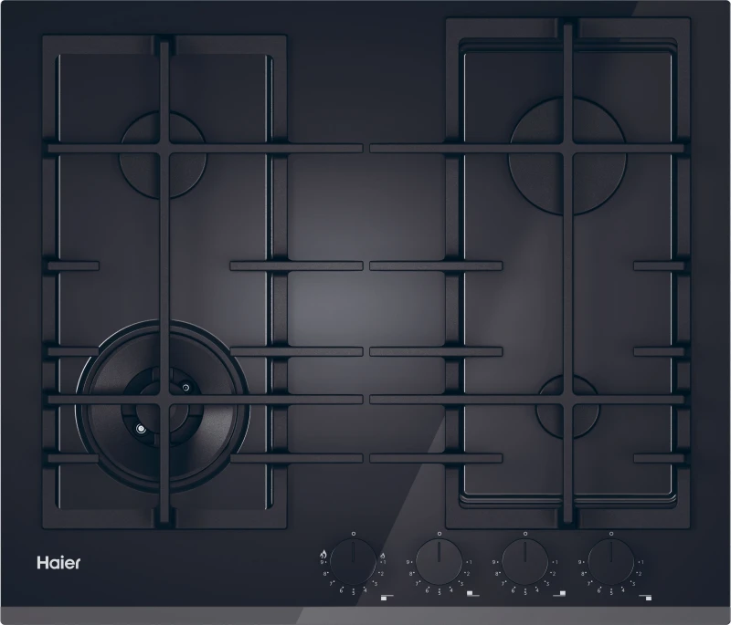 Image of Haier Series 4 HAVG6BF4TBPB 60cm Gas Hob - Black Glass