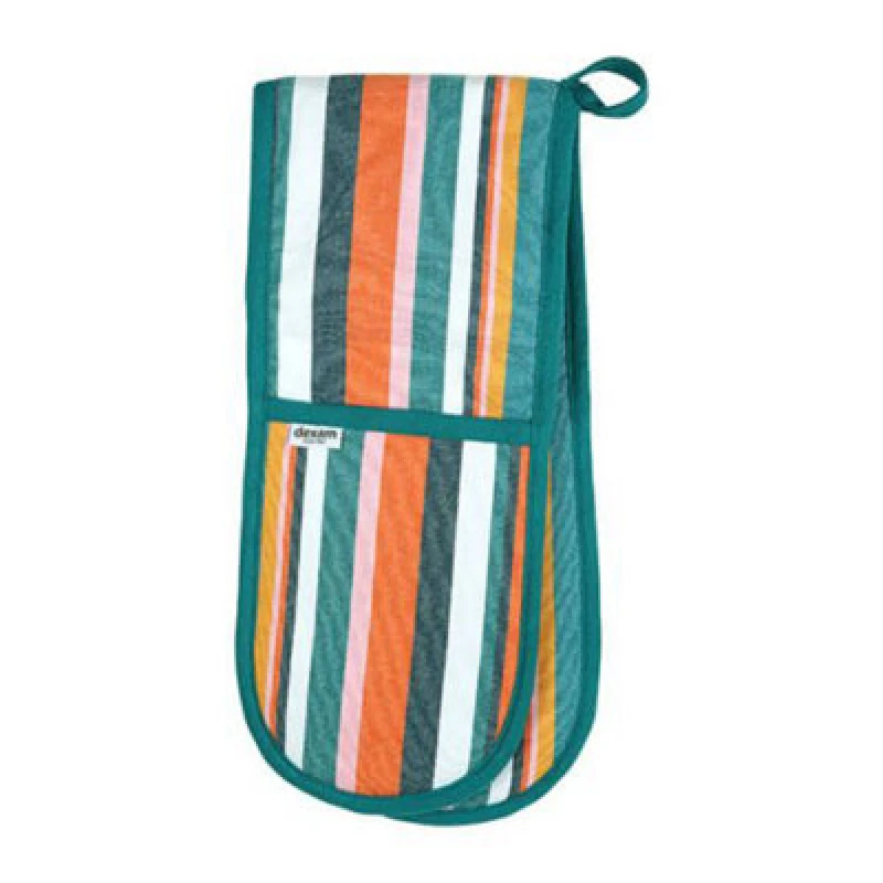 Image of Dexam Recycled Cotton Striped Double Oven Glove Teal