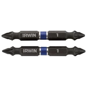 Image of IRWIN Impact Double-Ended Screwdriver Bits Pozi PZ1 100mm (Pack 2)