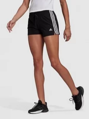 Image of Adidas Essentials 3 Stripes Single Jersey Shorts, Black/White, Size 2Xs, Women