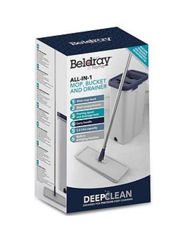 Image of Beldray Deep Clean Flat Mop & Bucket Set Grey W67FY Unisex