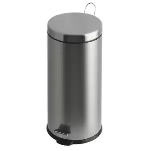 Image of Waste collector with pedal and plastic inner container, capacity 30 l, HxØ 640 x 292 mm, stainless steel, matt finish