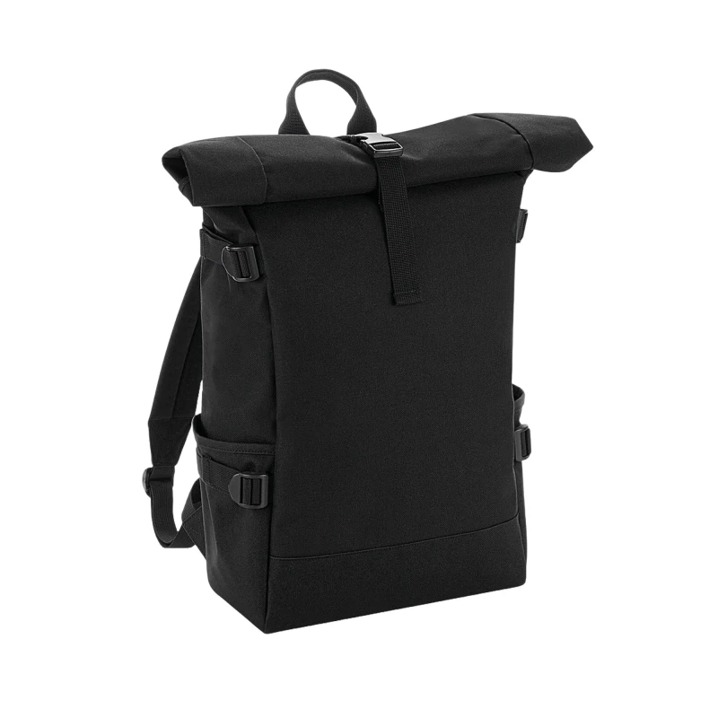 Image of Bagbase Mens Block Roll Top Backpack in Black Male