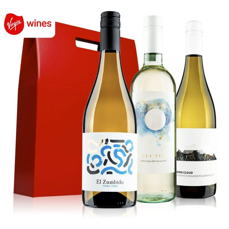 Image of Virgin Wines White wine trio in red gift box White unisex 3