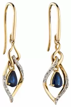 Image of Elements Gold GE2274L 9k Yellow Gold Sapphire And Marquise Jewellery