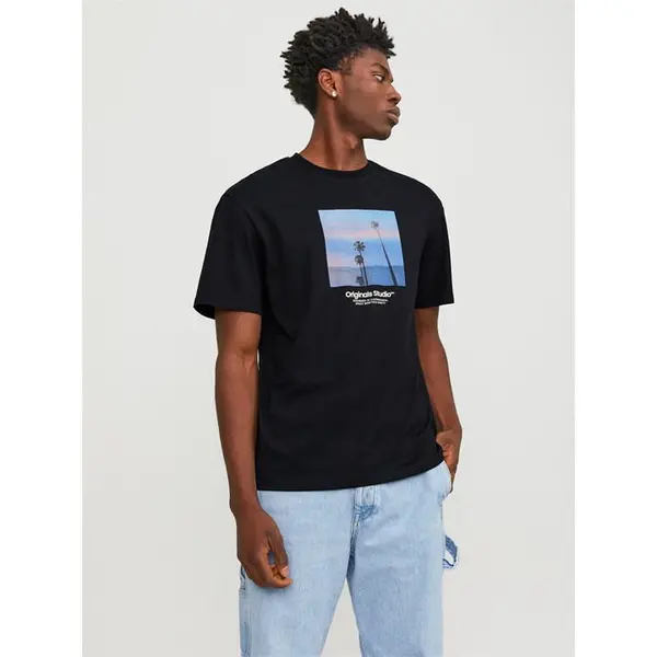 Image of Jack and Jones Jorvester Picture Short Sleeve T-Shirt Regular Fit T-Shirts S Black 58194203350
