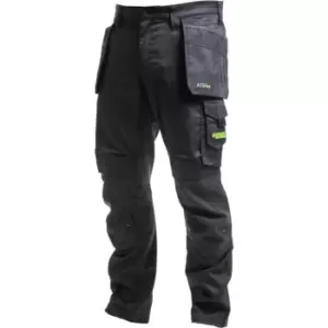 Image of Apache Mens Bancroft Slim Fit Stretch Holster Trousers Black / Grey 30" 29"