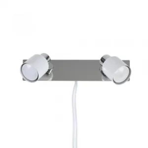 Image of Benton Plug in Twin Wall Light in White and Chrome