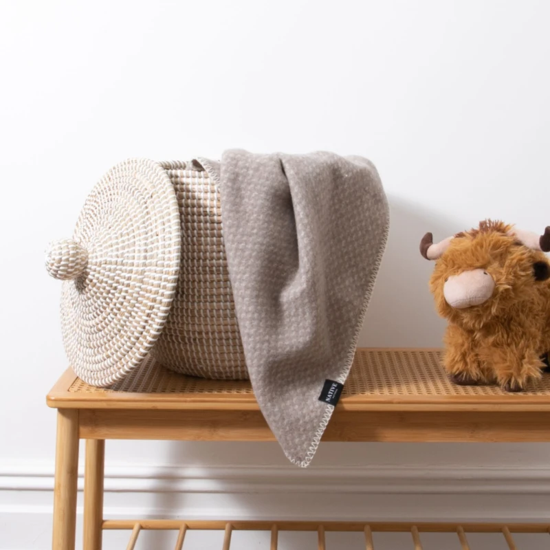 Image of Native Natural Hoop Pattern Baby Beige Wool Blanket Size: Small Beige Unisex Small