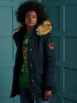 Image of Superdry Everest Parka Coat - Navy, Size 8, Women