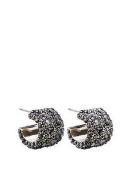 Image of Mood Mood Rose Gold Plated Jet Crystal Wide Pave Hoop Earring