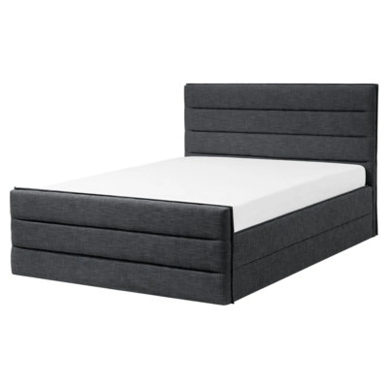 Image of Beliani Bed Fabric Valbonne 160 X 200 Cm (Eu King Size) Dark Grey