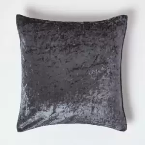 Image of Homescapes - Dark Grey Luxury Crushed Velvet Cushion Cover, 45 x 45cm - Grey