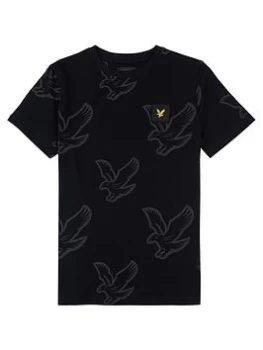 Image of Lyle & Scott Boys Eagle Aop Short Sleeve T Shirt - Black, Size 9-10 Years