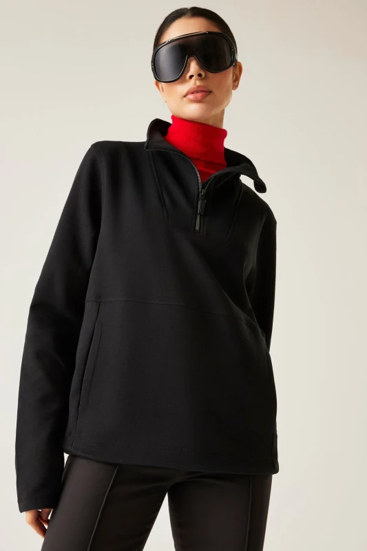 Image of Dare 2b Womens Wander 1/4 Zip Sweater in Jet Black Size: 14 Jet Black Female 14