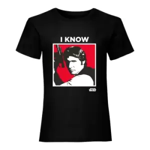 Image of Star Wars Womens/Ladies I Know Han Solo Boyfriend T-Shirt (S) (Black)