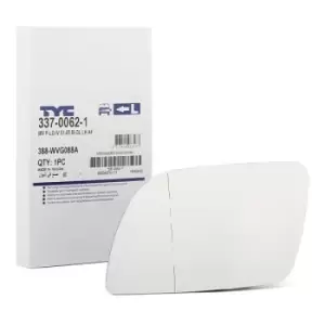 Image of TYC Wing Mirror Glass 337-0062-1 Side Mirror Glass,Mirror Glass VW,POLO (9N_),Polo Limousine (9A4, 9A2, 9N2, 9A6)