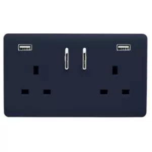 Image of Trendi Switch 2 Gang 13Amp Double Socket and 2 USB Ports - Navy