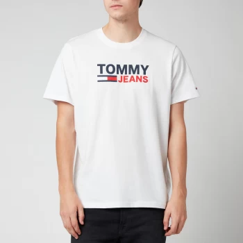 Image of Tommy Jeans Mens Corp Logo T-Shirt - White - M