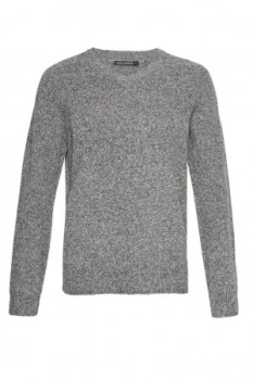 Image of Mens French Connection Lambswool Elbow Patch Jumper Black Grey