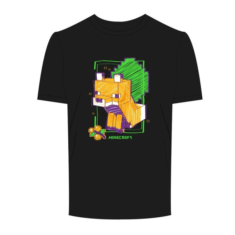 Image of Minecraft Mens Foxy T-Shirt in Black Size: 2XL Black Male 2XL