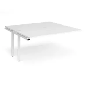 Image of Bench Desk Add On Rectangular Desk 1600mm With Sliding Tops White Tops With White Frames 1600mm Depth Adapt