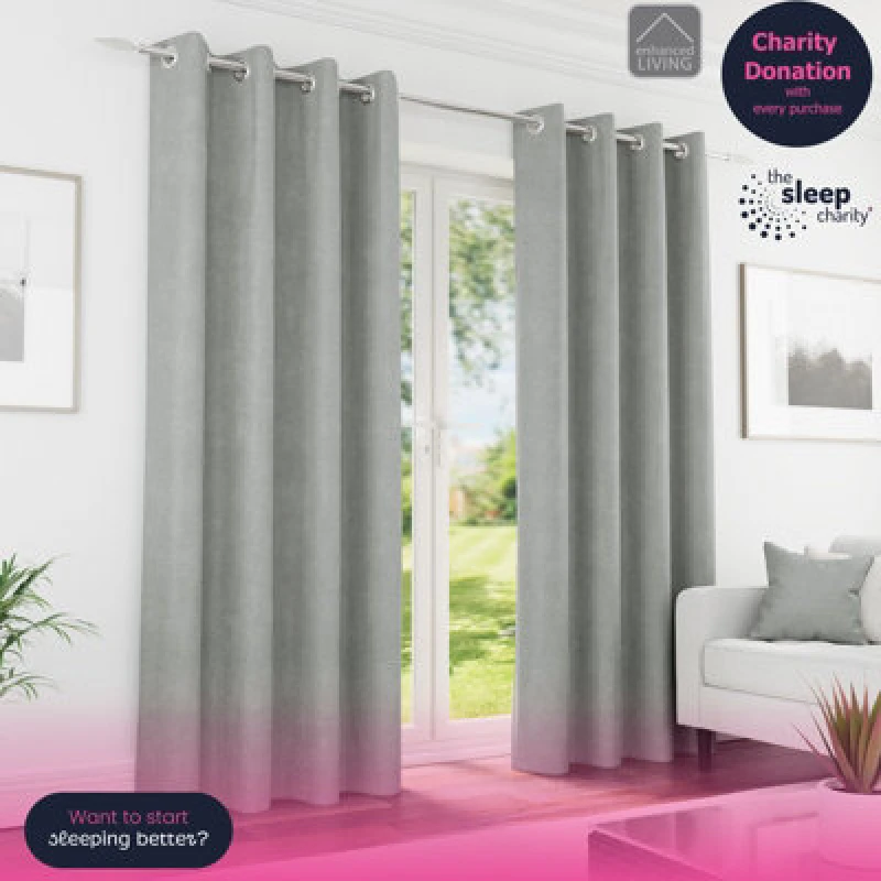 Image of Knightsbridge Thermal Chenille Ready Made Eyelet Blackout Curtains Grey