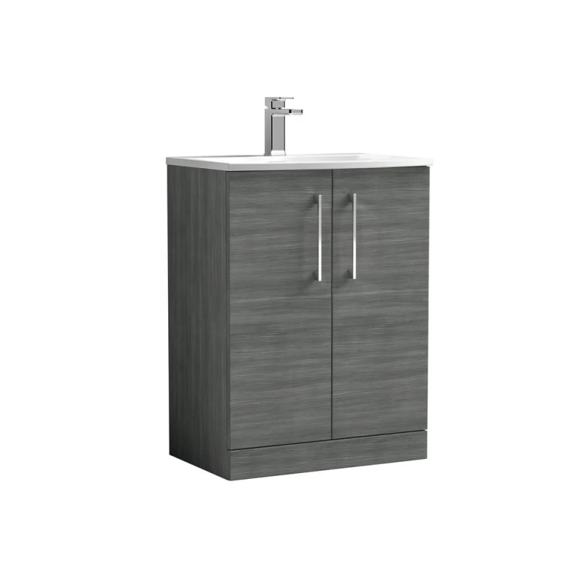 Image of Balterley Bathroom 2 Soft Close Door Floor Vanity & Basin, Anthracite, 600mm in Grey Grey Unisex