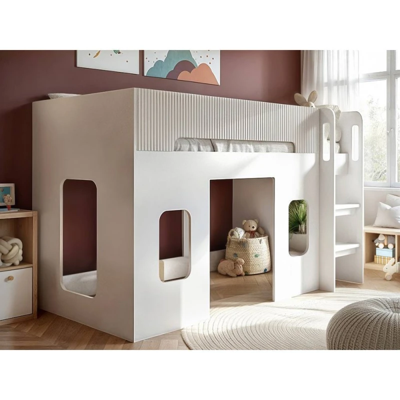 Image of Flair Lino Playhouse Mid Sleeper Bed in White Size: Single White Unisex Single