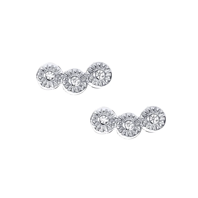 Image of Jewelco London Sterling Silver CZ Trilogy Illusion Set Stud Earrings - RE40124 Silver female