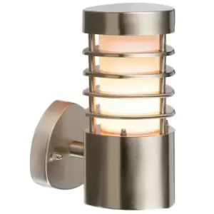 Image of IP44 Outdoor Wall Light Stainless Steel Open Lantern Traditional Slotted Porch