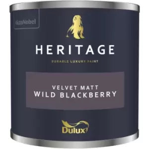 Image of Dulux Heritage Velvet Matt Wild Blackberry Matt Emulsion Paint 125ml